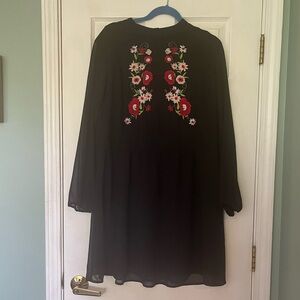 RAGE Clothing | Mock-Neck Dress with flower embroidery | Size UK 20 US 16